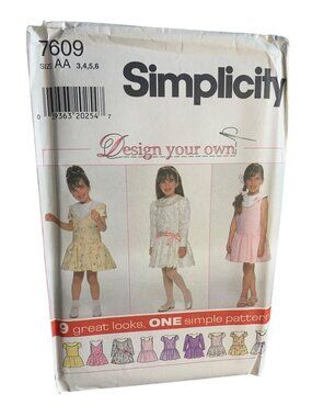 Simplicity Girls Dress Sewing Pattern Size 3 5 6 7609 - Uncut 1990s